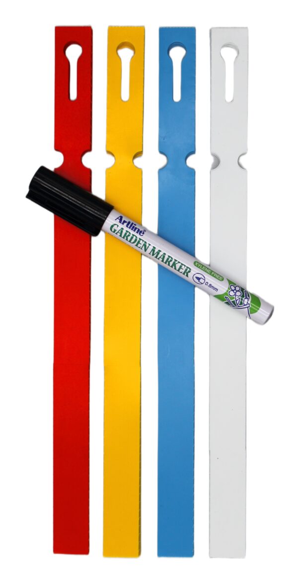 MARKER + Etykiety 4 KOLORY pętlowe do opisu roślin 250x17mm (17x250) 400szt