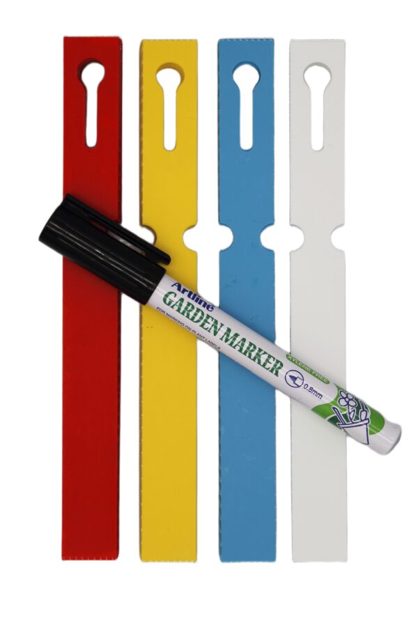 MARKER + Etykiety 4 KOLORY pętlowe do opisu roślin 160x17mm (17x160) 400szt