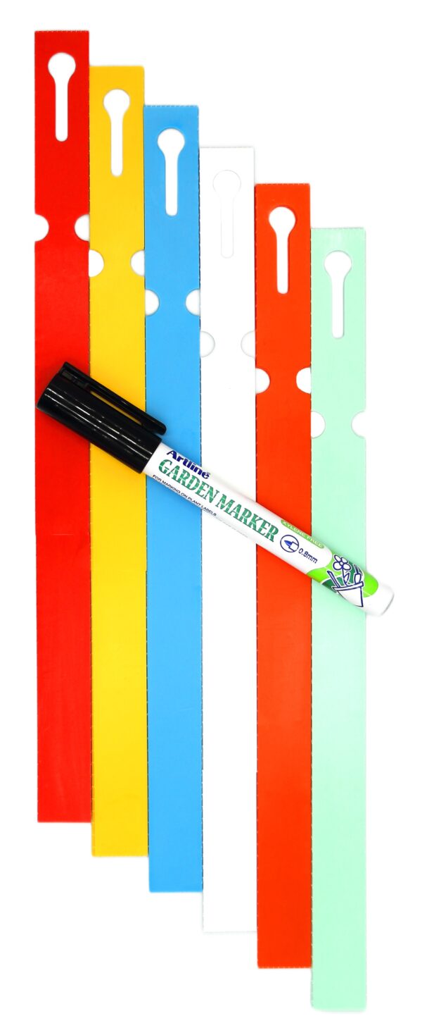 MARKER + Etykiety 6 KOL. pętlowe do opisu roślin 250x17mm (17x250) 600szt